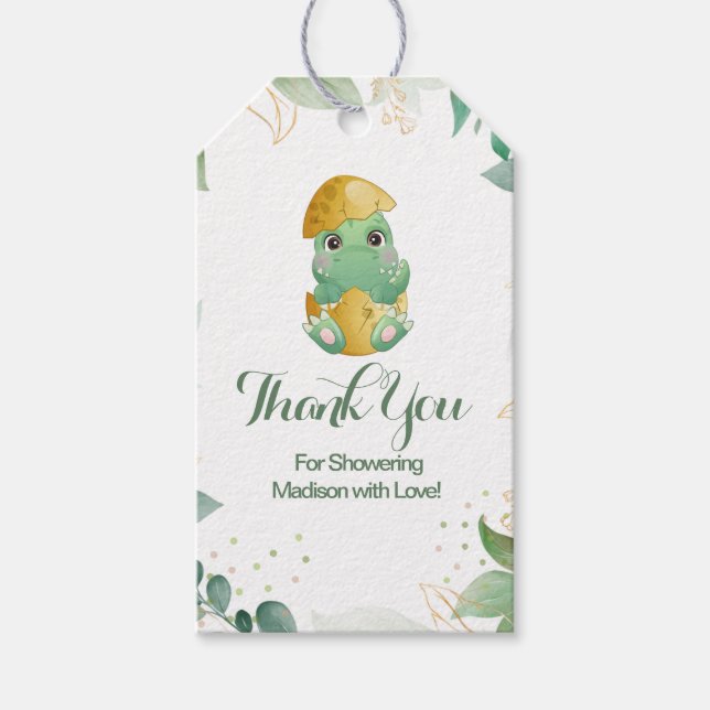 Étiquettes-cadeau Baby Shower Œuf de Dino   (Devant)