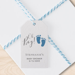 Étiquettes-cadeau Baby shower Oh Boy Blue Feet