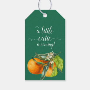Étiquettes-cadeau Baby shower orange Golden Little Cutie