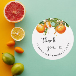 Étiquettes Cadeau Baby shower orange simple Citrus