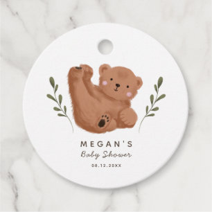 Étiquettes Cadeau Baby shower Ours Brown
