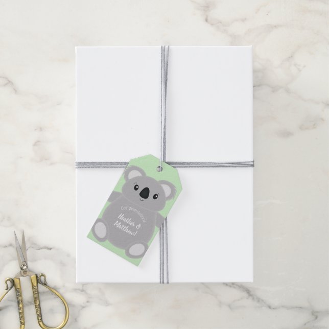 Étiquettes-cadeau Baby shower Ours de Koala (Avec de la ficelle)