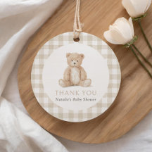 Baby-shower ours ours Teddy Bear Gingham Neutre