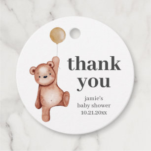 Étiquettes Cadeau Baby shower Ours Teddy Hommes Neutre