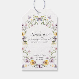 Étiquettes-cadeau Baby shower papillon Fleur sauvage