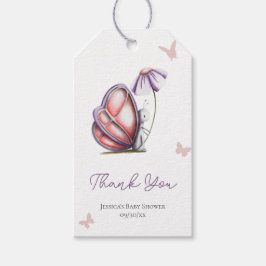 Étiquettes-cadeau Baby shower Papillon Merci