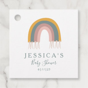 Étiquettes Cadeau Baby shower personnalisé Boho arc-en-ciel minimali