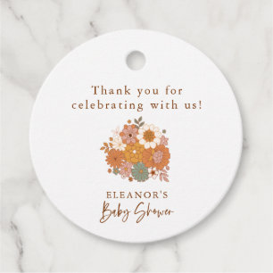 Étiquettes Cadeau Baby shower personnalisé Retro Earthy Boho Floral
