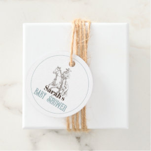 Étiquettes Cadeau Baby shower petit cowboy Western Blue Boy