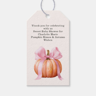 Étiquettes-cadeau Baby Shower Petite Citrouille – Rose Automne