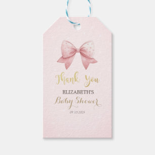 Étiquettes-cadeau Baby Shower Points de Roseau à l'aquarelle Rose