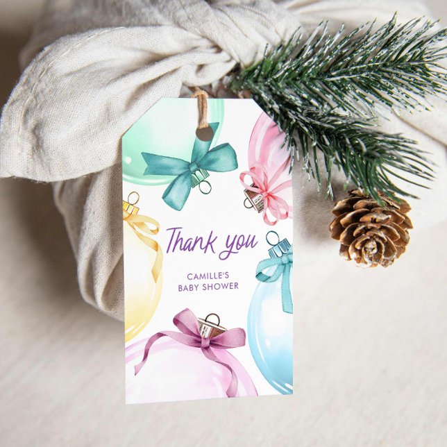 Étiquettes-cadeau Baby shower pour filles d'hiver (Winter Colorful Baby Shower Thank you tags)