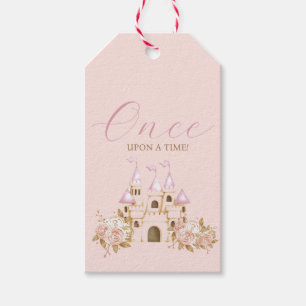 Étiquettes-cadeau Baby shower Princess du château d'or rose