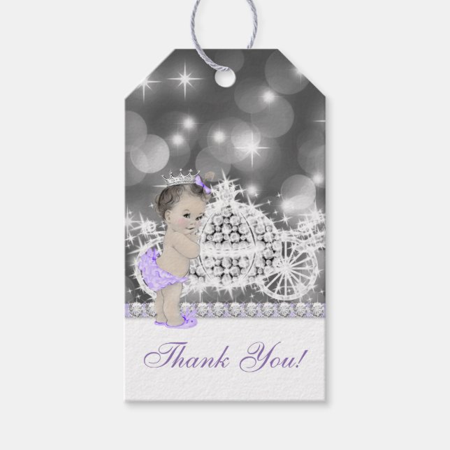 Étiquettes-cadeau Baby shower Princesse violette (Devant)