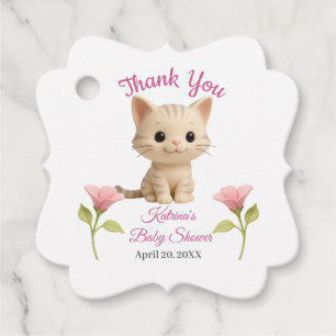 Étiquettes Cadeau Baby shower Purr-fect bébé fille chaton