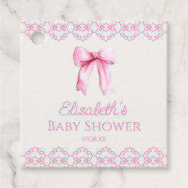 Étiquettes Cadeau Baby shower rose Coquette Bow