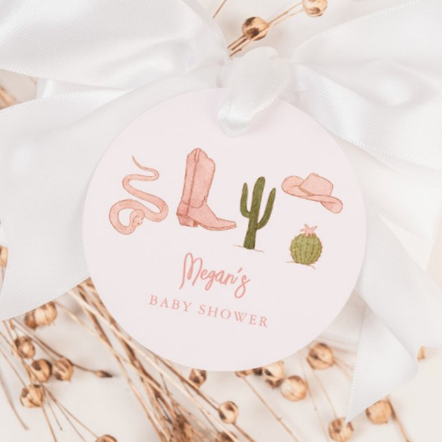 Étiquettes Cadeau Baby shower rose cowgirl (Créateur téléchargé)