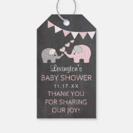Étiquettes-cadeau Baby shower rose éléphant Chalk Look Merci