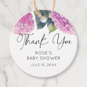 Étiquettes Cadeau Baby shower rose Hydrangea