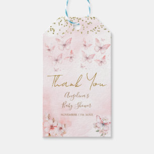 Étiquettes-cadeau Baby shower rose papillon Merci Favoriser