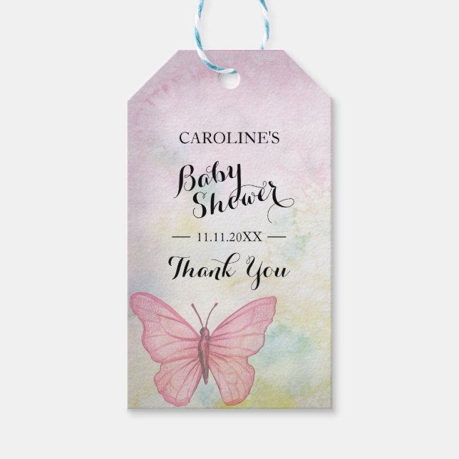 Étiquettes-cadeau Baby shower rose Pastel personnalisé (Devant)