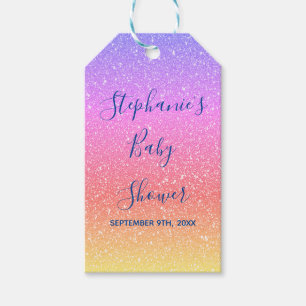 Étiquettes-cadeau baby shower rose violet Parties scintillant person