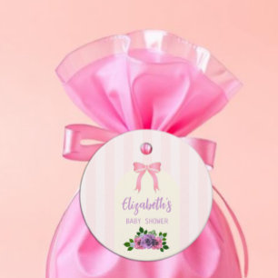 Étiquettes Cadeau Baby Shower Roses Roses Fille