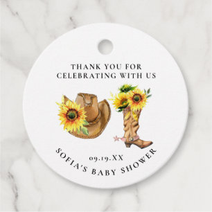 Étiquettes Cadeau Baby shower rustique de tourterelle de tournesol o