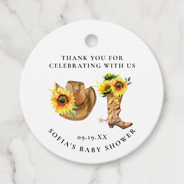Étiquettes Cadeau Baby shower rustique de tourterelle de tournesol o (Devant)