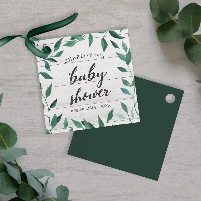 Étiquettes Cadeau Baby Shower Rustique et Verdure (Créateur téléchargé)