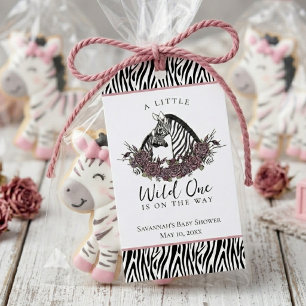 Étiquettes-cadeau Baby Shower Safari Zèbre Petit Sauvageon Merci