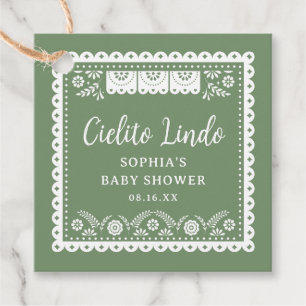 Étiquettes Cadeau Baby shower Sage Green Cielito Lindo Talavera