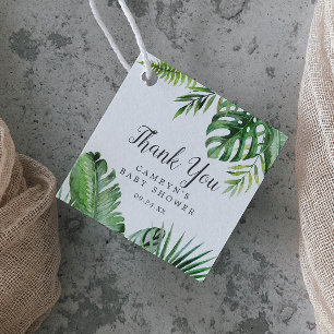 Étiquettes Cadeau Baby shower sauvage de palmiers tropicaux Merci