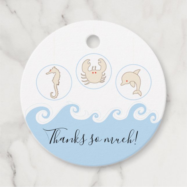 Étiquettes Cadeau Baby shower Sea Mobile (Devant)