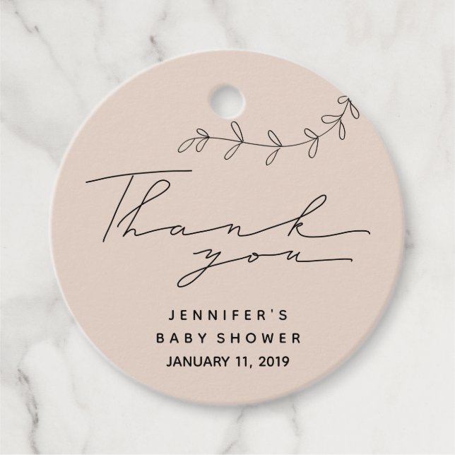 Étiquettes Cadeau Baby Shower Simple Script (Devant)