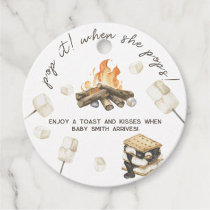 Étiquettes Cadeau Baby Shower S'more à l'aquarelle - Ça pète