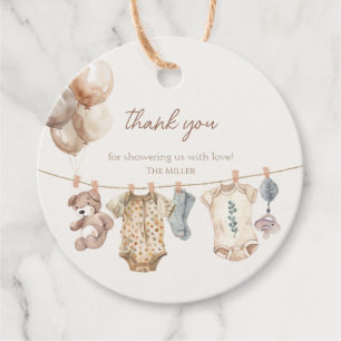 Étiquettes Cadeau Baby shower Soft Boho Neutral Vêtements de bébé