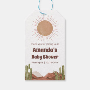Étiquettes-cadeau Baby shower Soleil et désert
