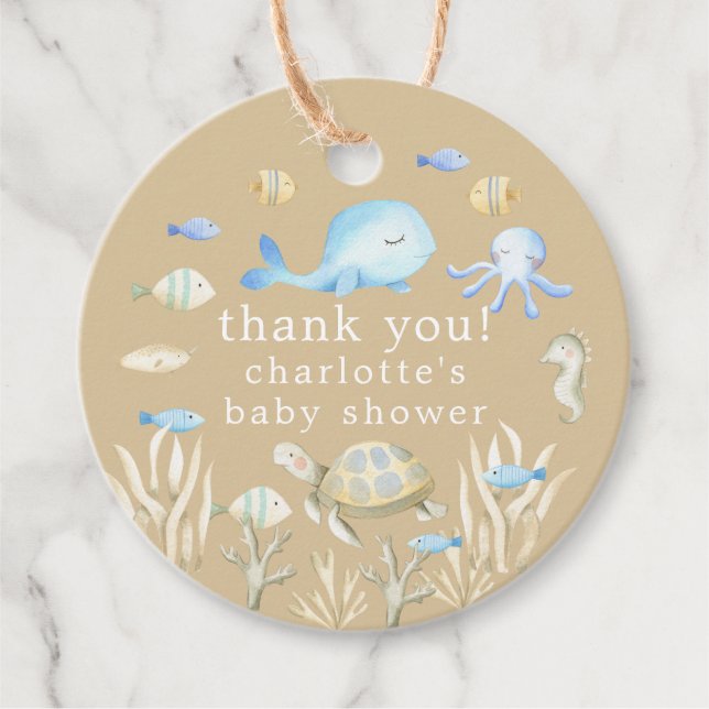 Étiquettes Cadeau Baby shower sous-marin Whimsy (Devant)