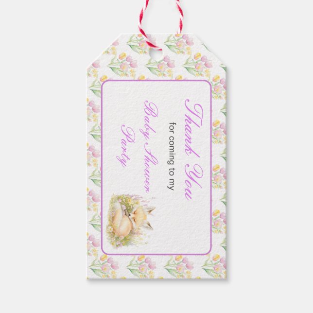 Étiquettes-cadeau Baby shower Spring Fox (Devant)