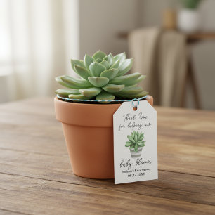 Étiquettes-cadeau Baby shower succulent "Merci pour la floraison des