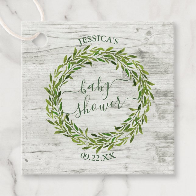 Étiquettes Cadeau Baby shower verdoyant branché Laurel Wreath (Devant)