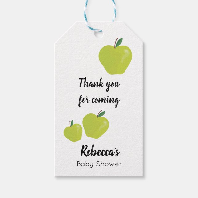 Étiquettes-cadeau Baby shower vert pomme (Devant)