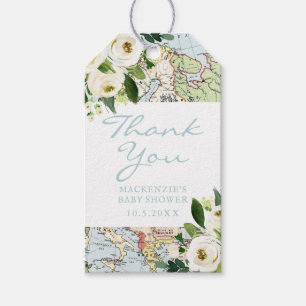 Étiquettes-cadeau Baby shower Voyage Carte Fleurs Merci