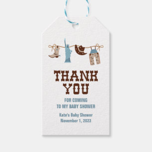 Étiquettes-cadeau Baby Shower Western Cowboy Rodéo