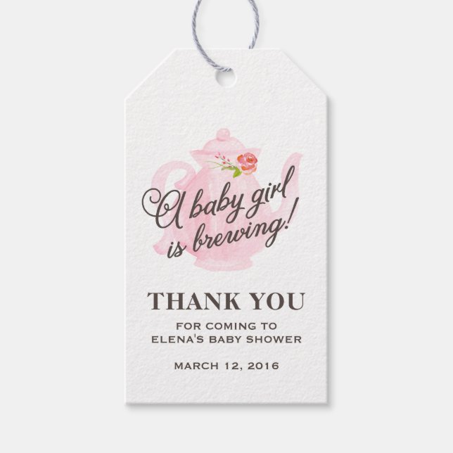 Étiquettes-cadeau Baby Tea Party | Balise Cadeau Baby shower Faveur (Devant)