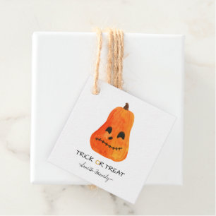Étiquettes Cadeau Bac d'Halloween ou traiter l'aquarelle Citrouille 