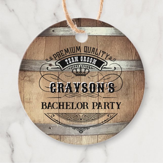 Étiquettes Cadeau Bachelor Party Rustic Whiskey (Devant)