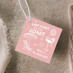 Étiquettes Cadeau Bachelorette manuscrite rose Dernière côte toast