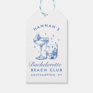 Étiquettes-cadeau Bachelorette Party Retro Cocktail Blue Bride